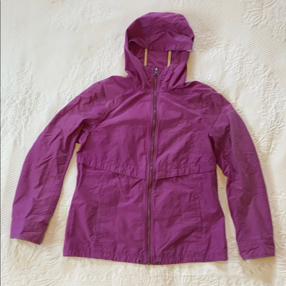Columbia windbreaker hooded jacket, purple, L